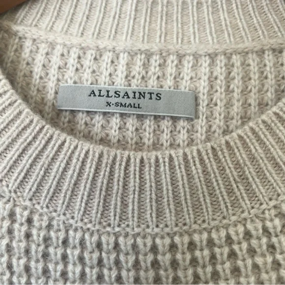 All Saints Chunky Asymmetrical Cable Knit Texture Block Sweater Sz XS - Picture 5 of 13